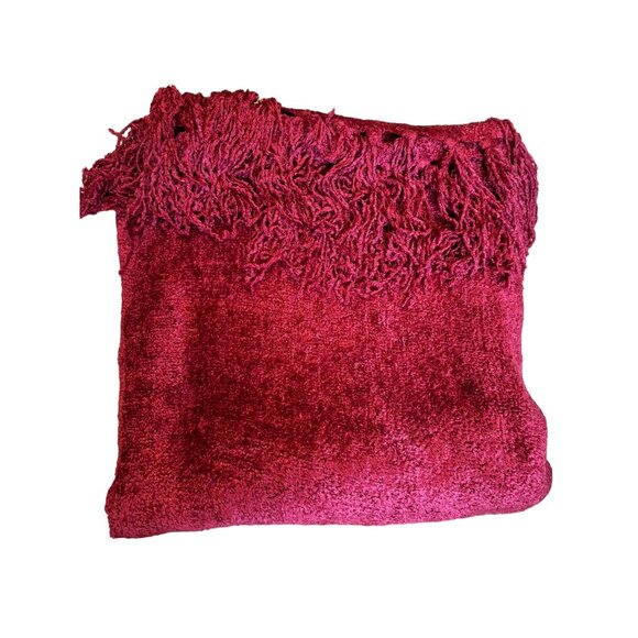 Maroon / Burgundy red Life Styles Plush Chenille Throw Blanket 50x60 - Picture 5 of 16